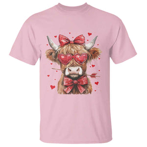 Funny Western Highland Cow Farm Valentine T Shirt TS11 Light Pink Print Your Wear