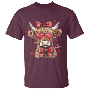 Funny Western Highland Cow Farm Valentine T Shirt TS11 Maroon Print Your Wear