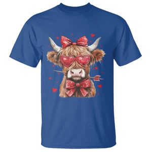 Funny Western Highland Cow Farm Valentine T Shirt TS11 Royal Blue Print Your Wear