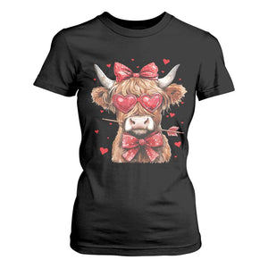 Funny Western Highland Cow Farm Valentine T Shirt For Women TS11 Black Print Your Wear