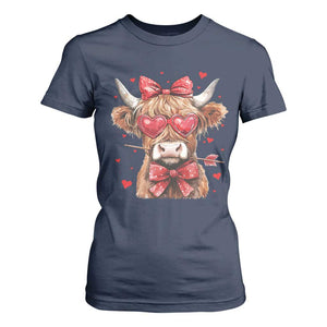 Funny Western Highland Cow Farm Valentine T Shirt For Women TS11 Navy Print Your Wear