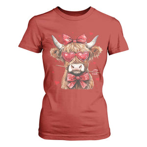 Funny Western Highland Cow Farm Valentine T Shirt For Women TS11 Red Print Your Wear