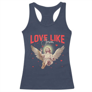 Funny Love Like Jesus Valentine's Day Racerback Tank Top Christian Religious Cupid God Bible Verses TS11 Navy Print Your Wear