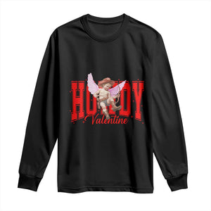 Funny Howdy Valentine Long Sleeve Shirt Valentine's Day Western Cowboy Cupid TS11 Black Print Your Wear