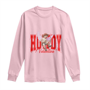 Funny Howdy Valentine Long Sleeve Shirt Valentine's Day Western Cowboy Cupid TS11 Light Pink Print Your Wear