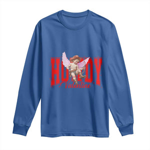 Funny Howdy Valentine Long Sleeve Shirt Valentine's Day Western Cowboy Cupid TS11 Royal Blue Print Your Wear