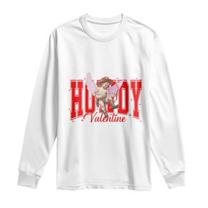 Funny Howdy Valentine Long Sleeve Shirt Valentine's Day Western Cowboy Cupid TS11 White Print Your Wear