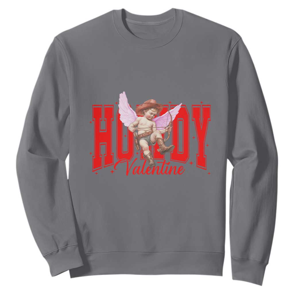 Funny Howdy Valentine Sweatshirt Valentine's Day Western Cowboy Cupid TS11 Charcoal Print Your Wear