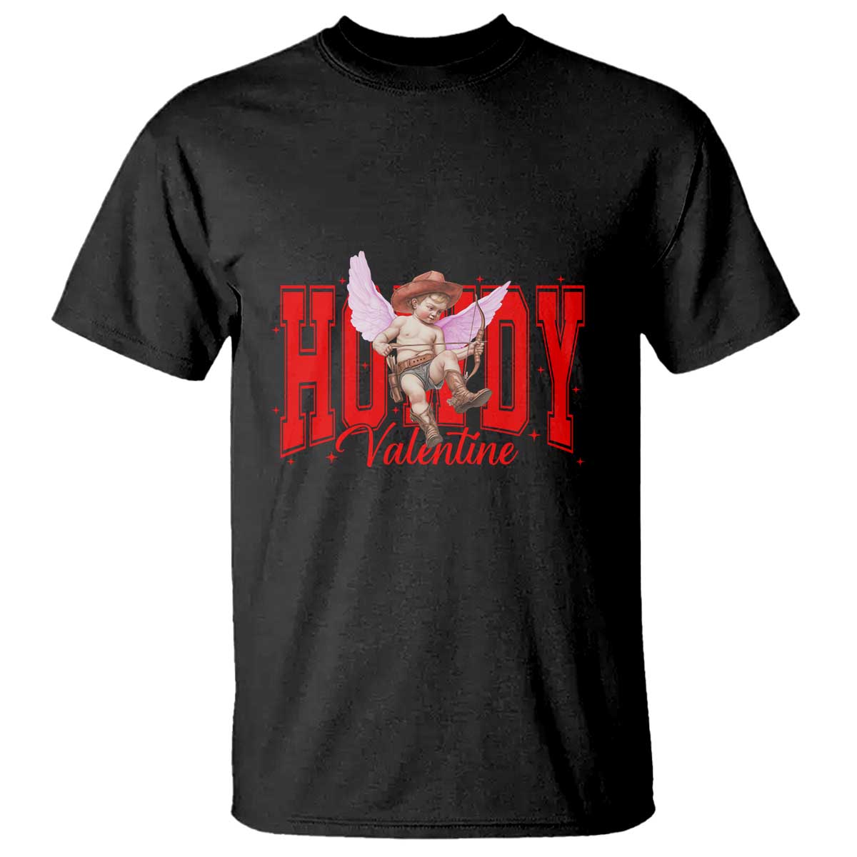 Funny Howdy Valentine T Shirt Valentine's Day Western Cowboy Cupid TS11 Black Print Your Wear