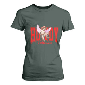 Funny Howdy Valentine T Shirt For Women Valentine's Day Western Cowboy Cupid TS11 Dark Forest Green Print Your Wear