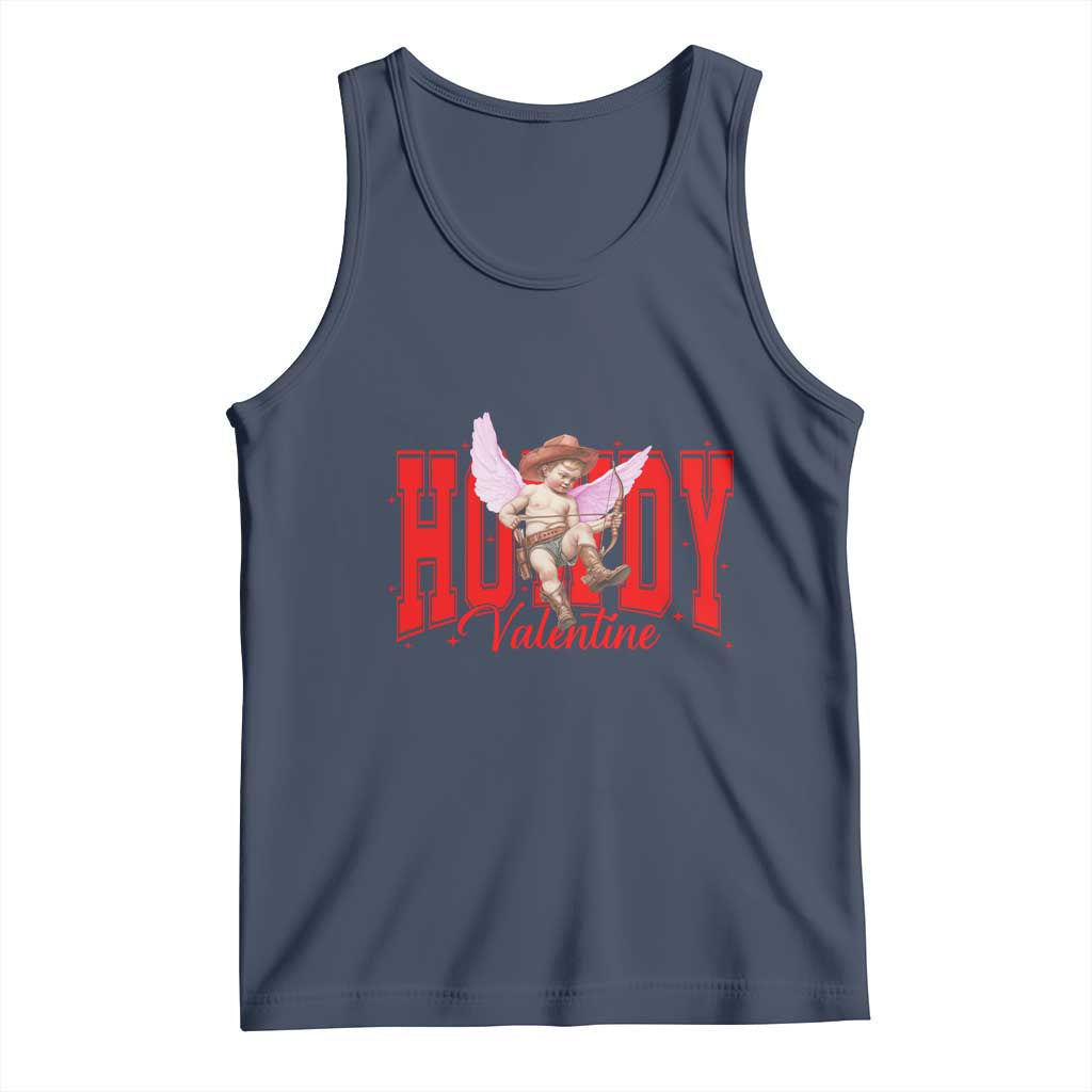 Funny Howdy Valentine Tank Top Valentine's Day Western Cowboy Cupid TS11 Navy Print Your Wear