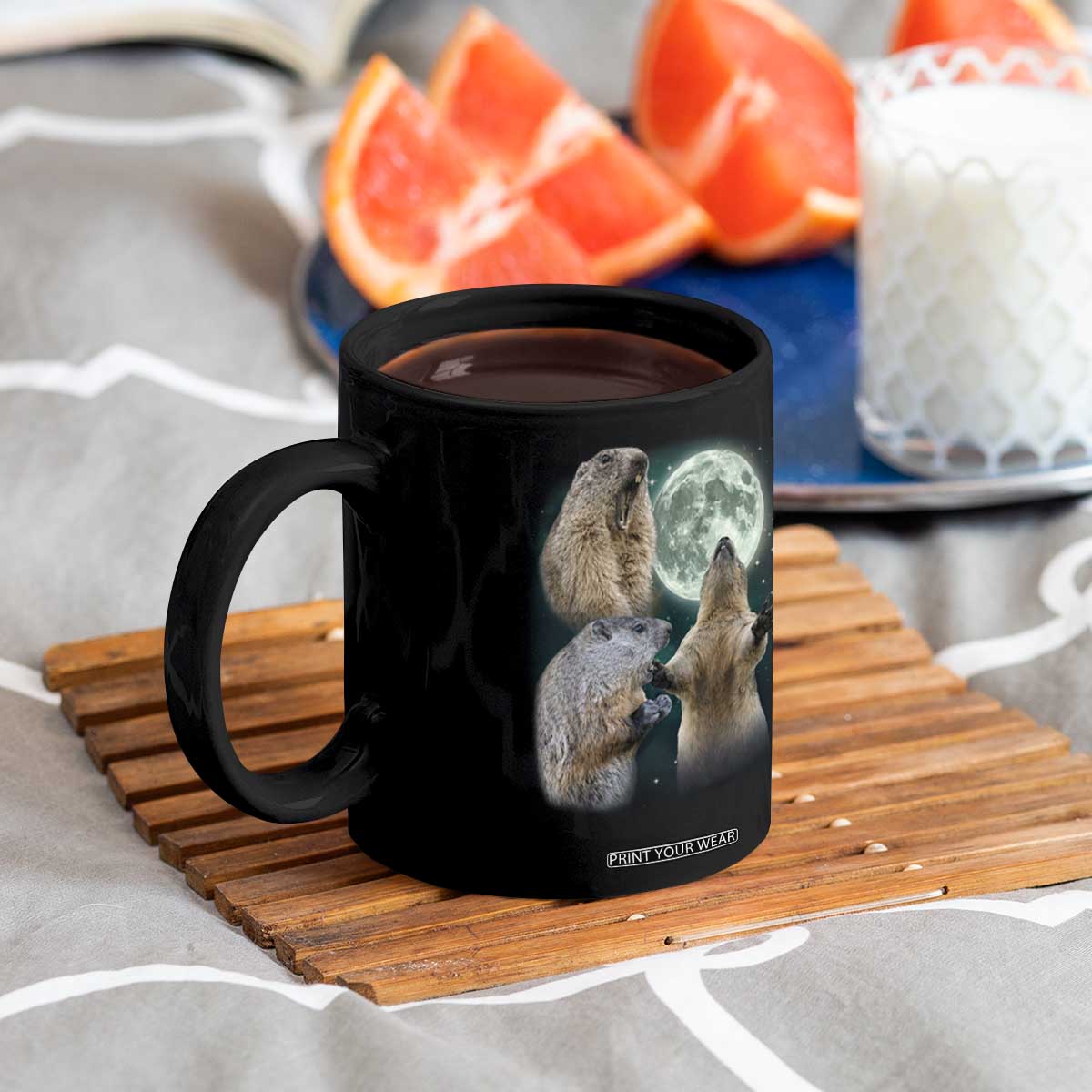Funny Three Groundhog Moon Groundhog Day Meme Coffee Mug TS11 Print Your Wear