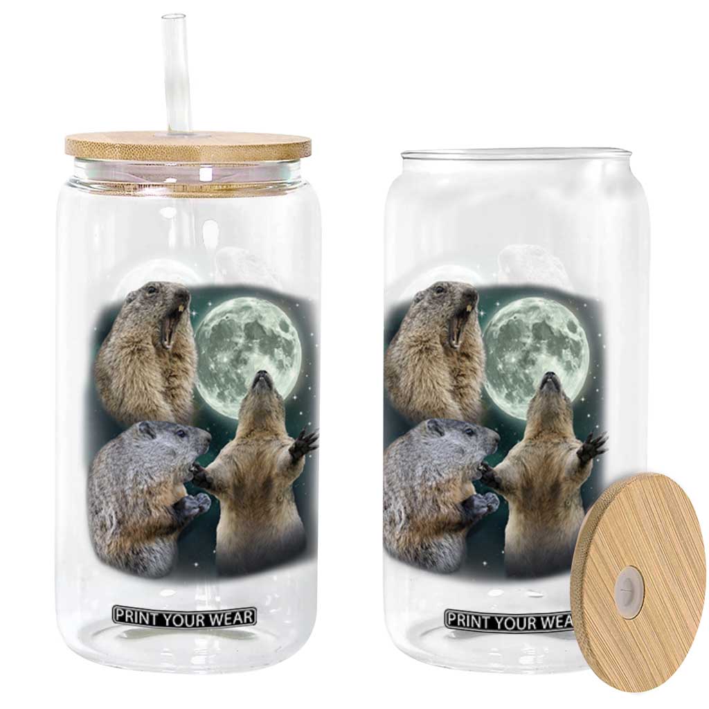 Funny Three Groundhog Moon Groundhog Day Meme Glass Can TS11 Print Your Wear