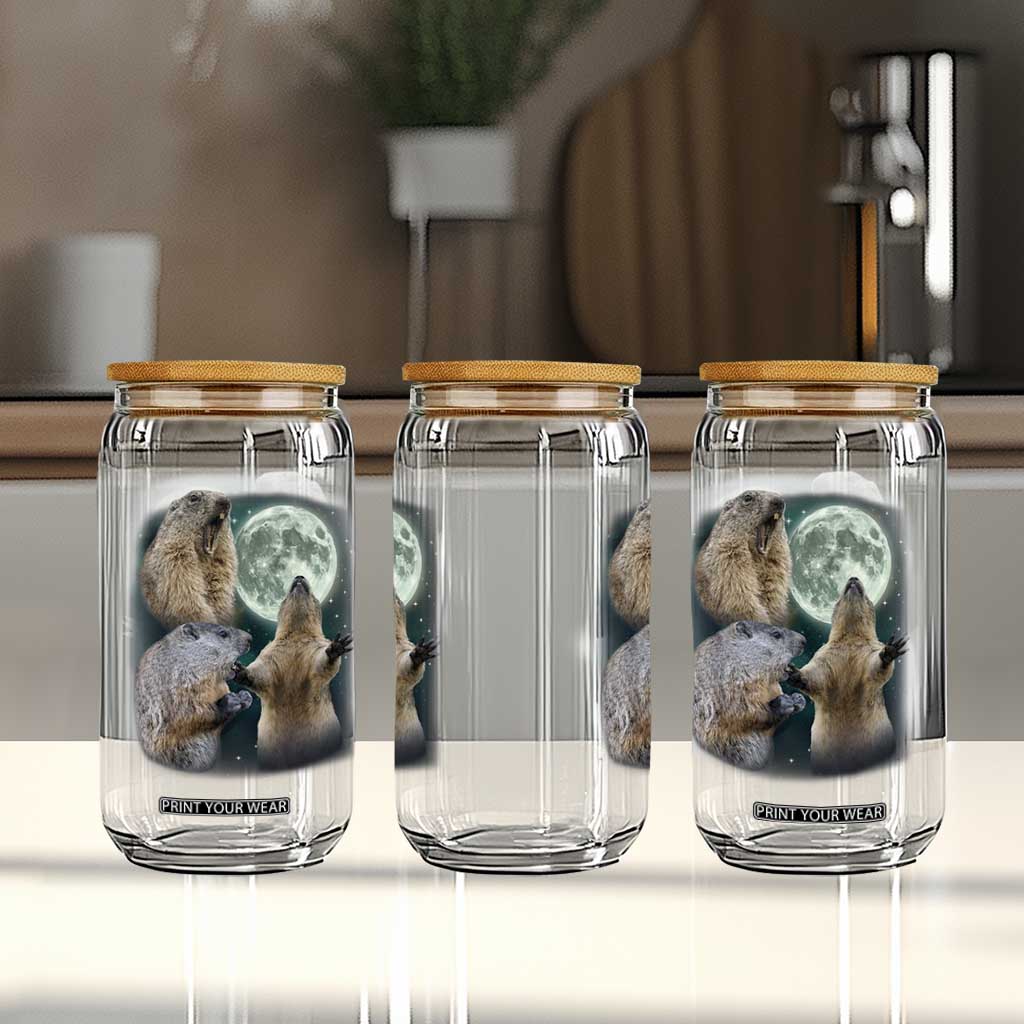 Funny Three Groundhog Moon Groundhog Day Meme Glass Can TS11 Print Your Wear