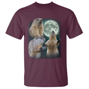 Funny Three Groundhog Moon Groundhog Day Meme T Shirt TS11 Maroon Print Your Wear