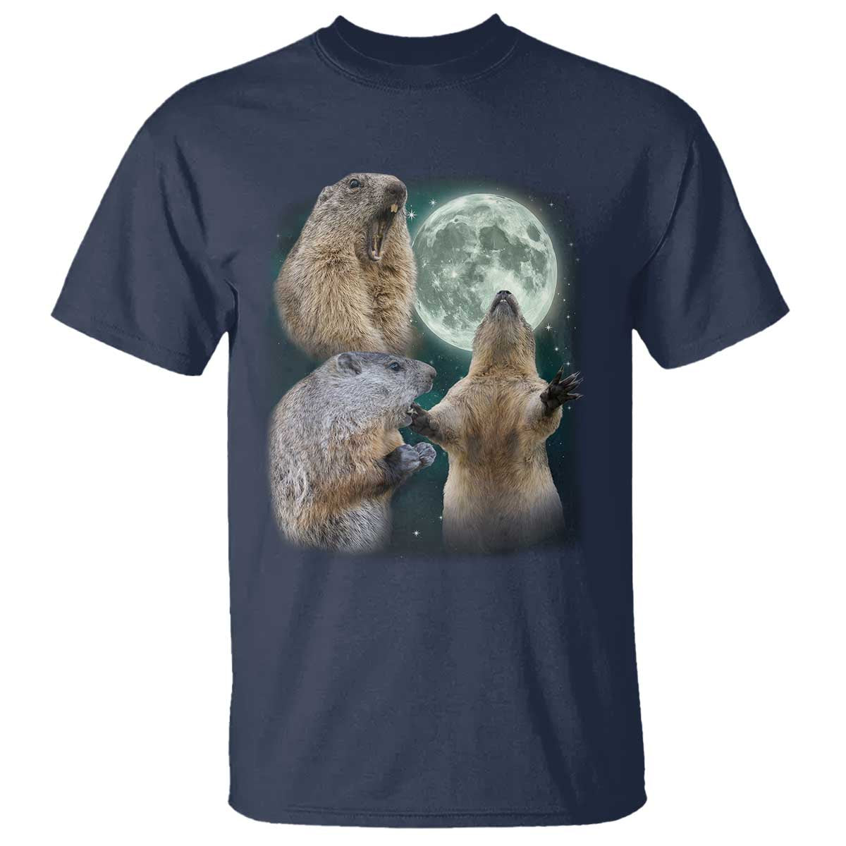 Funny Three Groundhog Moon Groundhog Day Meme T Shirt TS11 Navy Print Your Wear