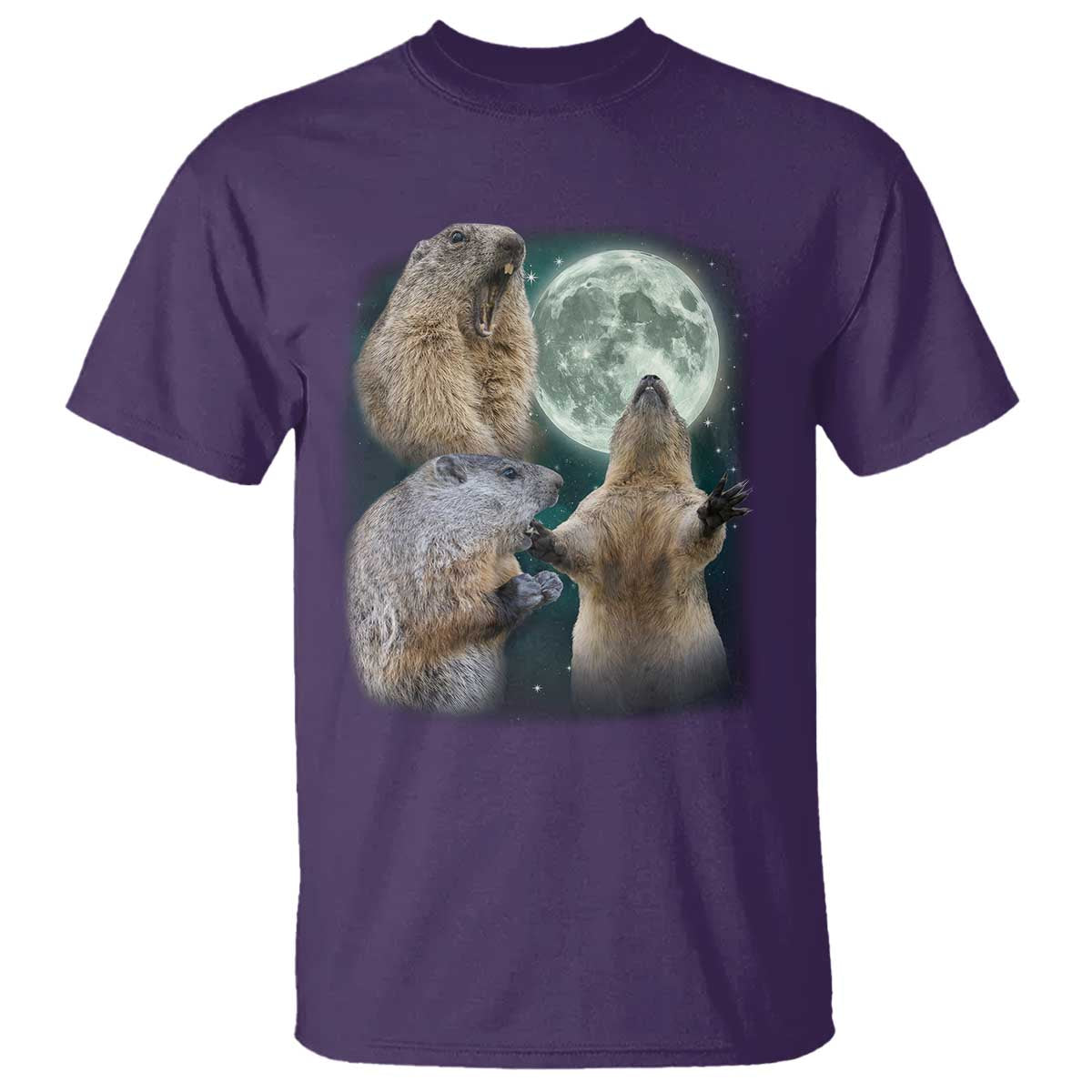 Funny Three Groundhog Moon Groundhog Day Meme T Shirt TS11 Purple Print Your Wear