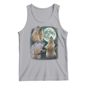 Funny Three Groundhog Moon Groundhog Day Meme Tank Top TS11 Athletic Heather Print Your Wear