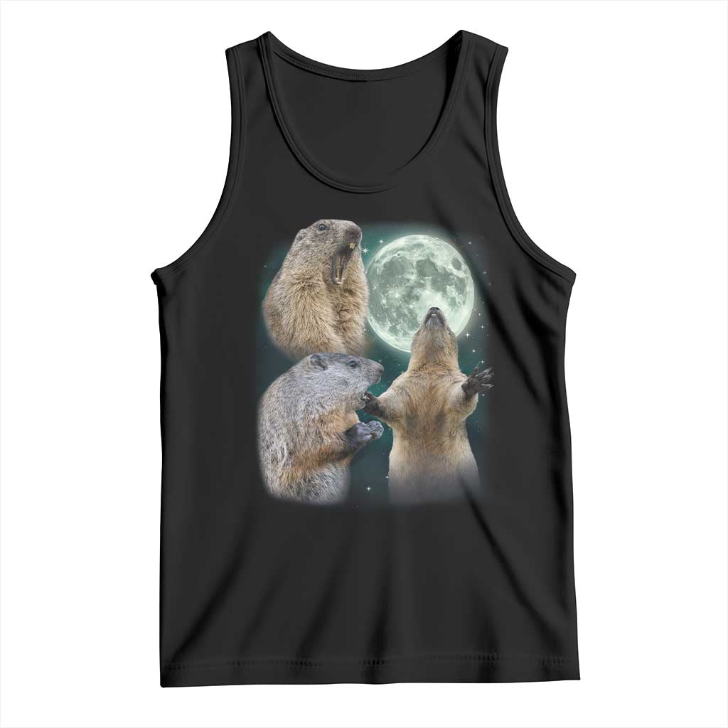 Funny Three Groundhog Moon Groundhog Day Meme Tank Top TS11 Black Print Your Wear