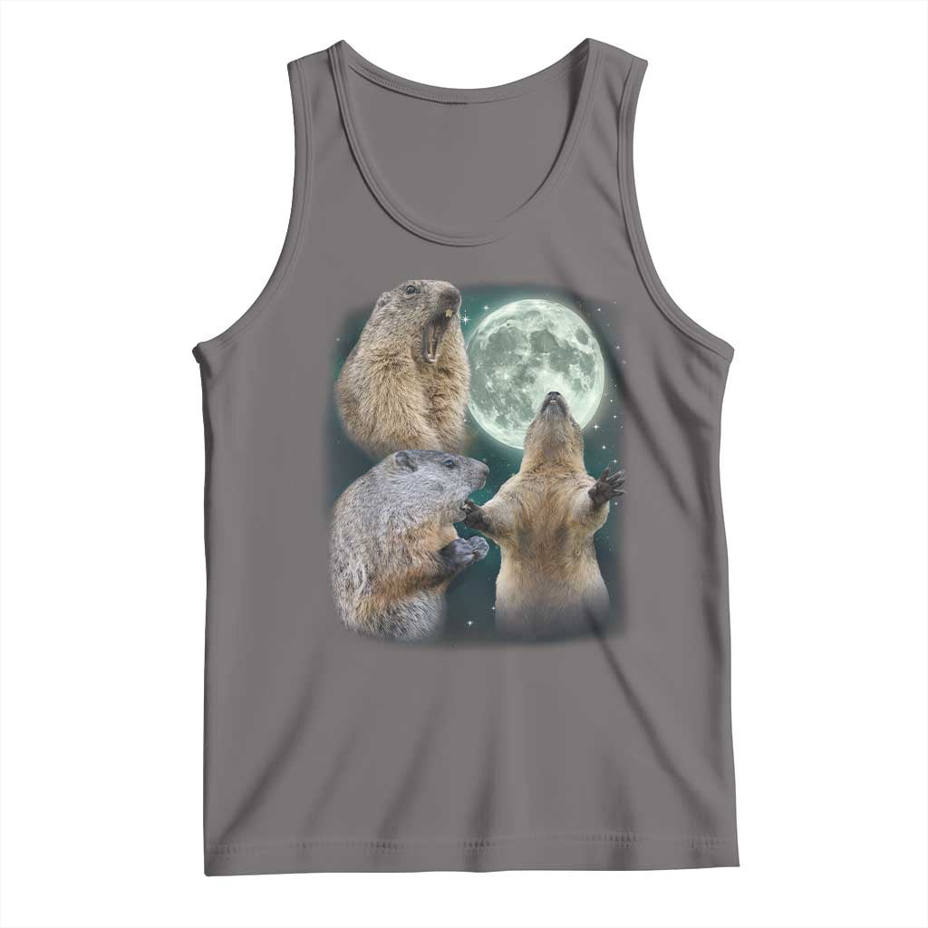 Funny Three Groundhog Moon Groundhog Day Meme Tank Top TS11 Deep Heather Print Your Wear