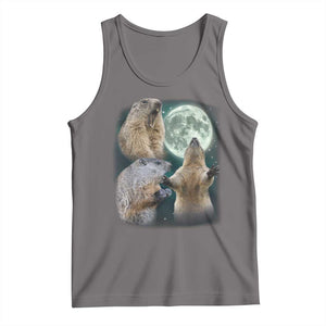 Funny Three Groundhog Moon Groundhog Day Meme Tank Top TS11 Deep Heather Print Your Wear
