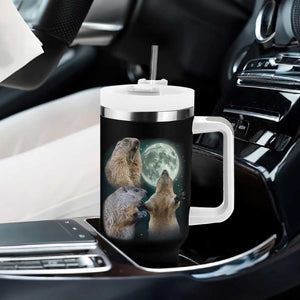 Funny Three Groundhog Moon Groundhog Day Meme Tumbler With Handle TS11 Print Your Wear