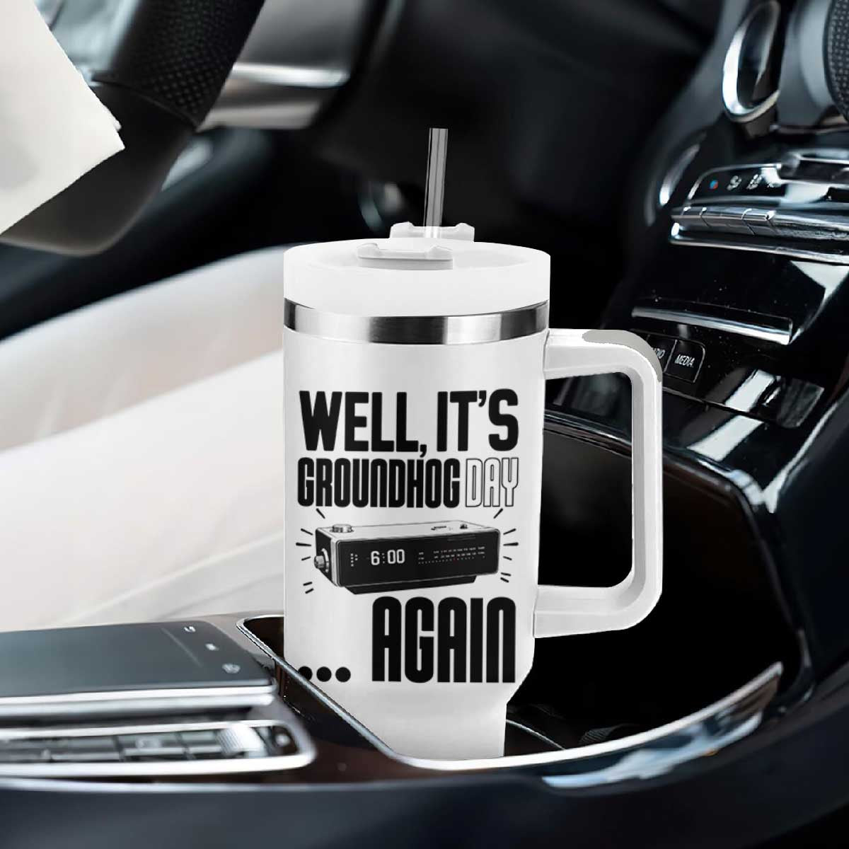 Well Its Groundhog Day Again Tumbler With Handle Funny Woodchuck Groundhog TS11 Print Your Wear