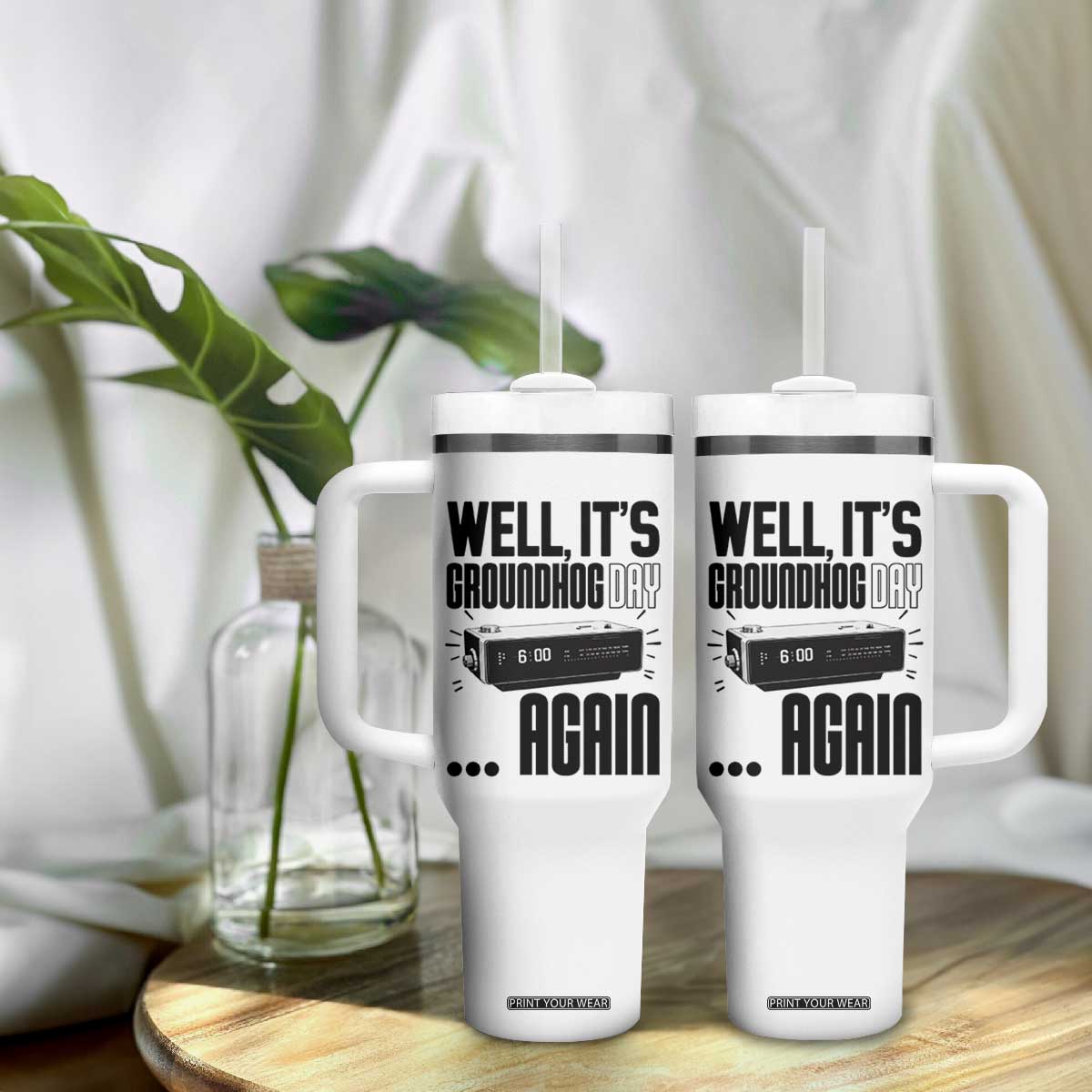 Well Its Groundhog Day Again Tumbler With Handle Funny Woodchuck Groundhog TS11 Print Your Wear