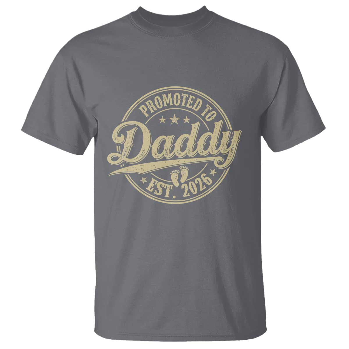 Funny New Dad 2026 T Shirt - Promoted To Daddy Est 2026 TS11 Charcoal Print Your Wear