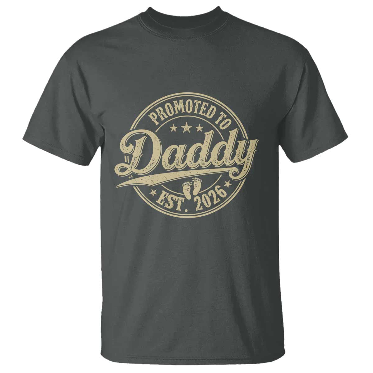 Funny New Dad 2026 T Shirt - Promoted To Daddy Est 2026 TS11 Dark Heather Print Your Wear