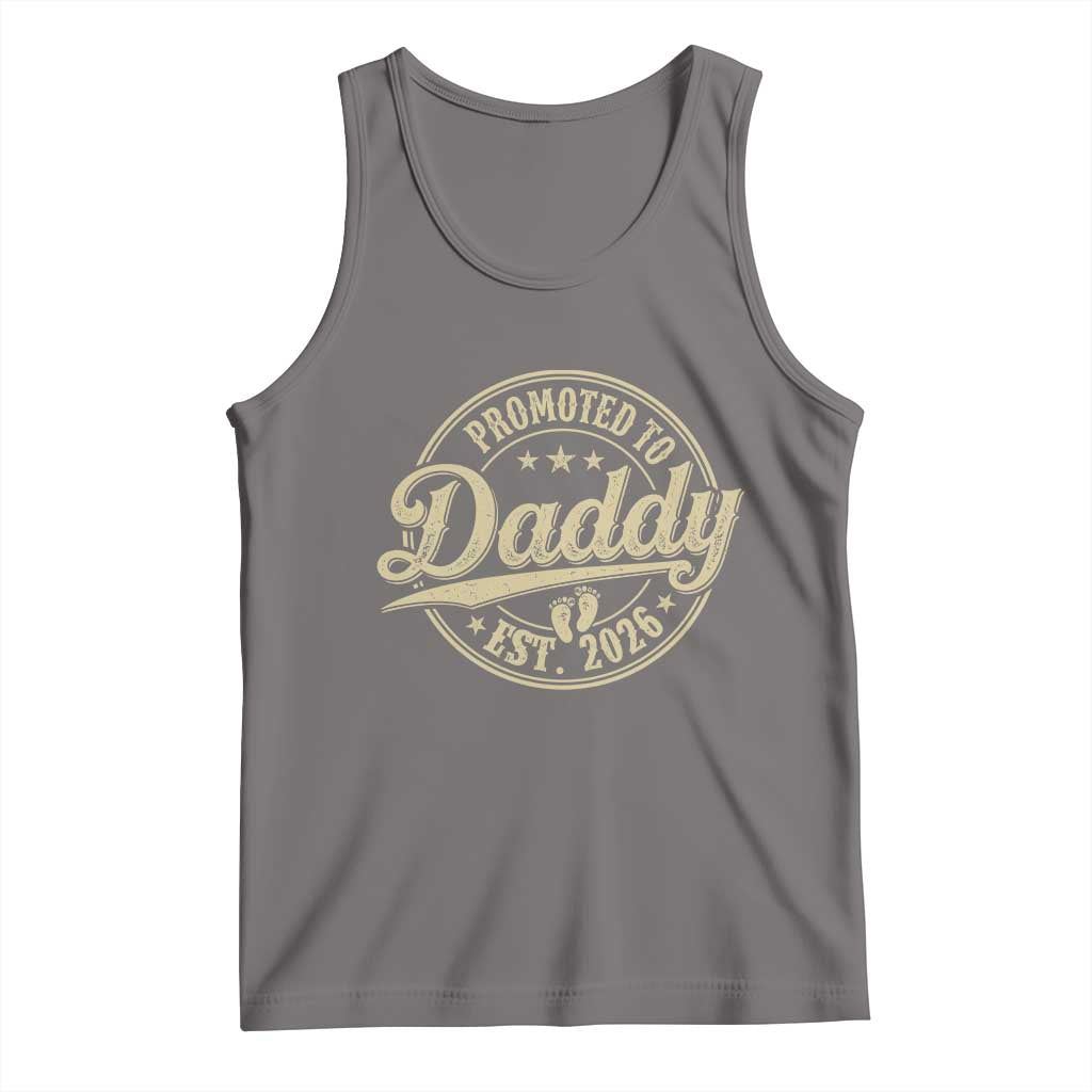 Funny New Dad 2026 Tank Top Promoted To Daddy Est 2026 TS11 Deep Heather Print Your Wear