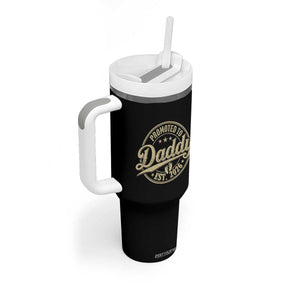 Funny New Dad 2026 Tumbler With Handle Promoted To Daddy Est 2026 TS11 Print Your Wear