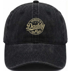 Funny New Dad 2026 Washed Cotton Baseball Cap Promoted To Daddy Est 2026 TS11 Print Your Wear