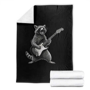 Funny Raccoon Playing Guitar Rock and Roll Throw Blanket TS11 Black Print Your Wear