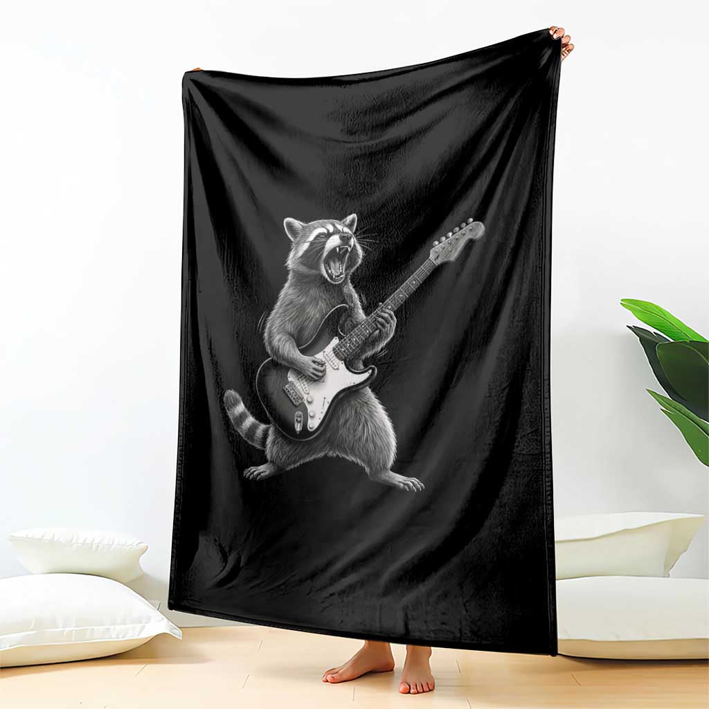 Funny Raccoon Playing Guitar Rock and Roll Throw Blanket TS11 Print Your Wear