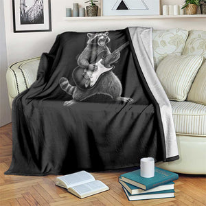 Funny Raccoon Playing Guitar Rock and Roll Throw Blanket TS11 Print Your Wear