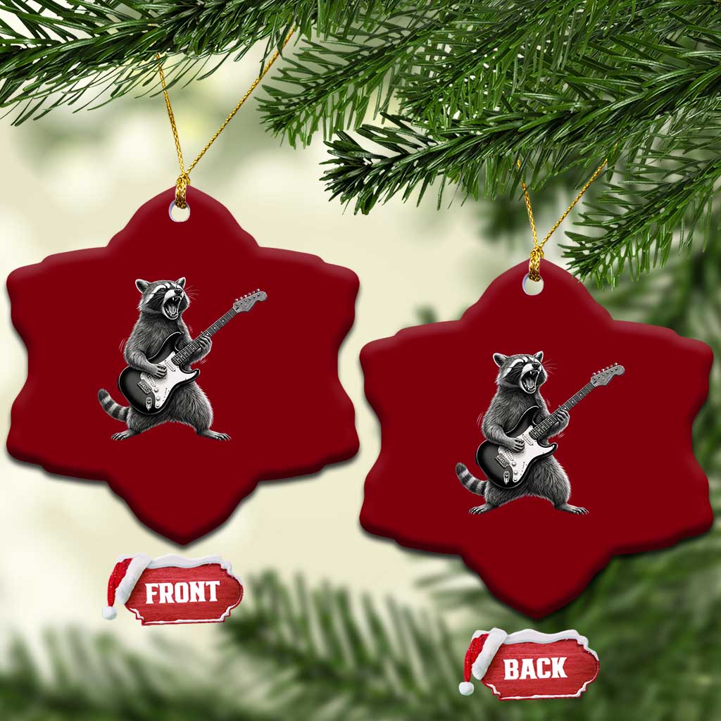 Funny Raccoon Playing Guitar Rock and Roll Ceramic Ornament TS11 Print Your Wear