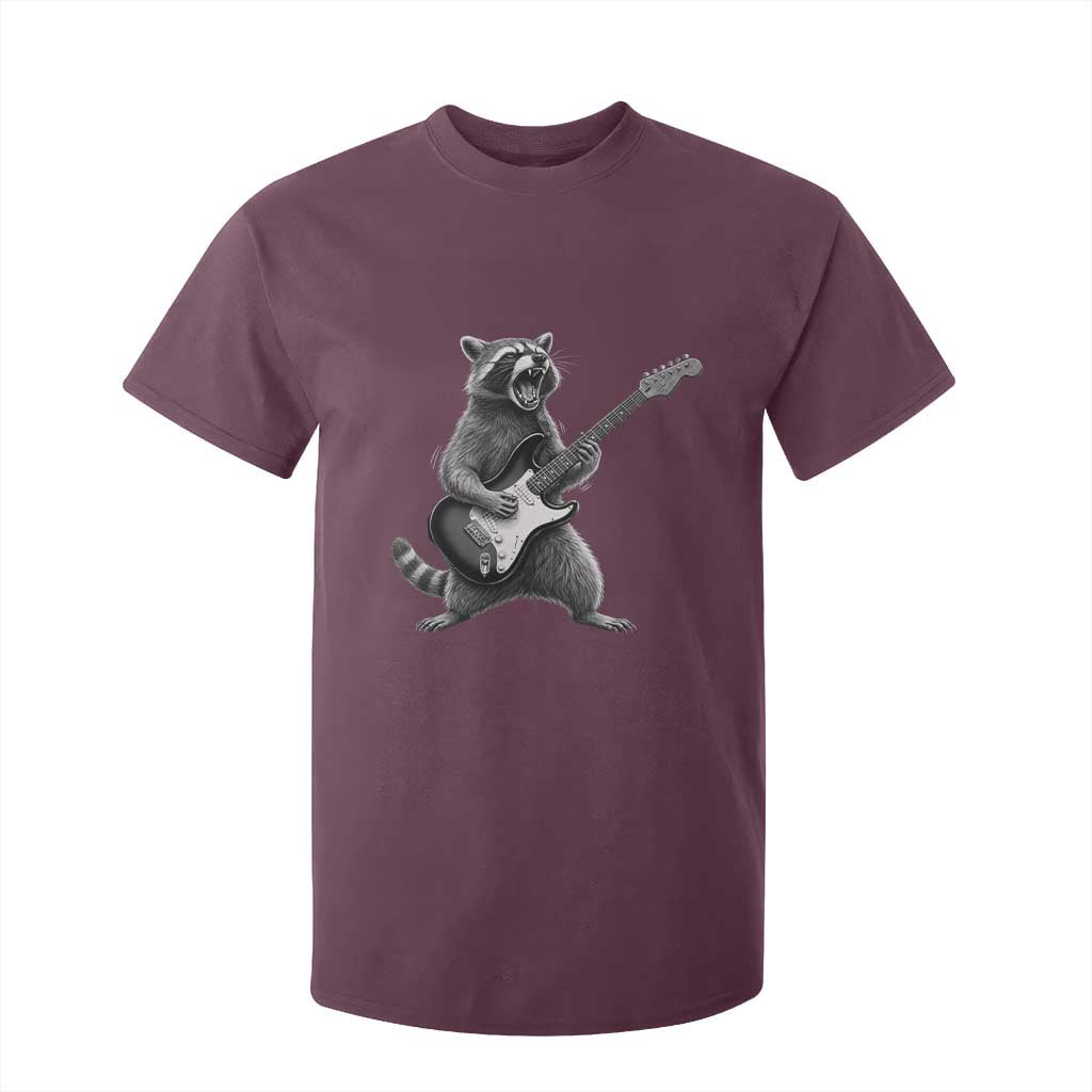 Funny Raccoon Playing Guitar Rock and Roll T Shirt For Kid TS11 Maroon Print Your Wear