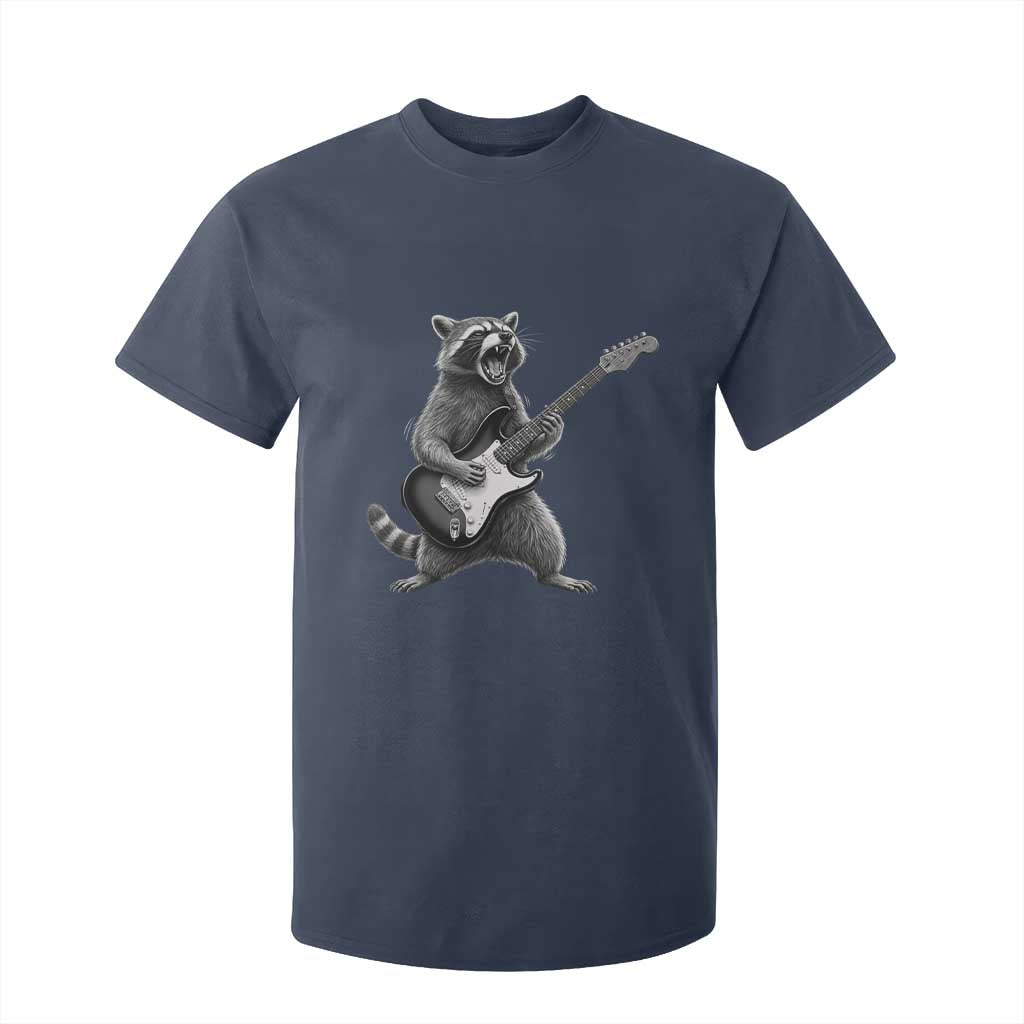 Funny Raccoon Playing Guitar Rock and Roll T Shirt For Kid TS11 Navy Print Your Wear