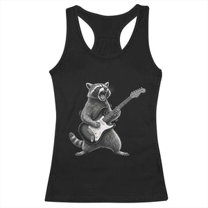 Funny Raccoon Playing Guitar Rock and Roll Racerback Tank Top TS11 Black Print Your Wear