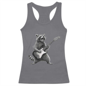 Funny Raccoon Playing Guitar Rock and Roll Racerback Tank Top TS11 Charcoal Print Your Wear