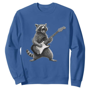 Funny Raccoon Playing Guitar Rock and Roll Sweatshirt TS11 Royal Blue Print Your Wear