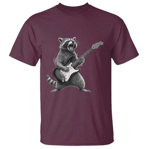 Funny Raccoon Playing Guitar Rock and Roll T Shirt TS11 Maroon Print Your Wear