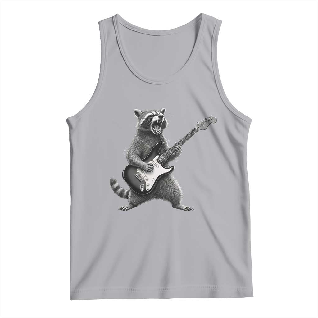 Funny Raccoon Playing Guitar Rock and Roll Tank Top TS11 Athletic Heather Print Your Wear