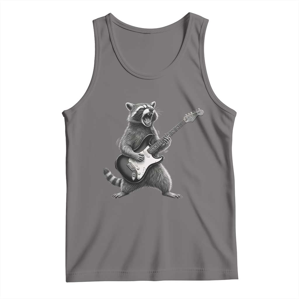 Funny Raccoon Playing Guitar Rock and Roll Tank Top TS11 Deep Heather Print Your Wear