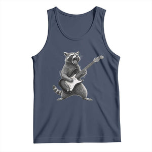 Funny Raccoon Playing Guitar Rock and Roll Tank Top TS11 Navy Print Your Wear