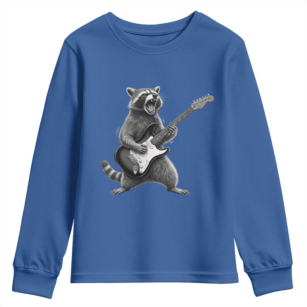 Funny Raccoon Playing Guitar Rock and Roll Youth Sweatshirt TS11 Royal Blue Print Your Wear
