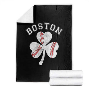 Funny Boston St Patricks Day Baseball Shamrock Throw Blanket TS11 Black Print Your Wear