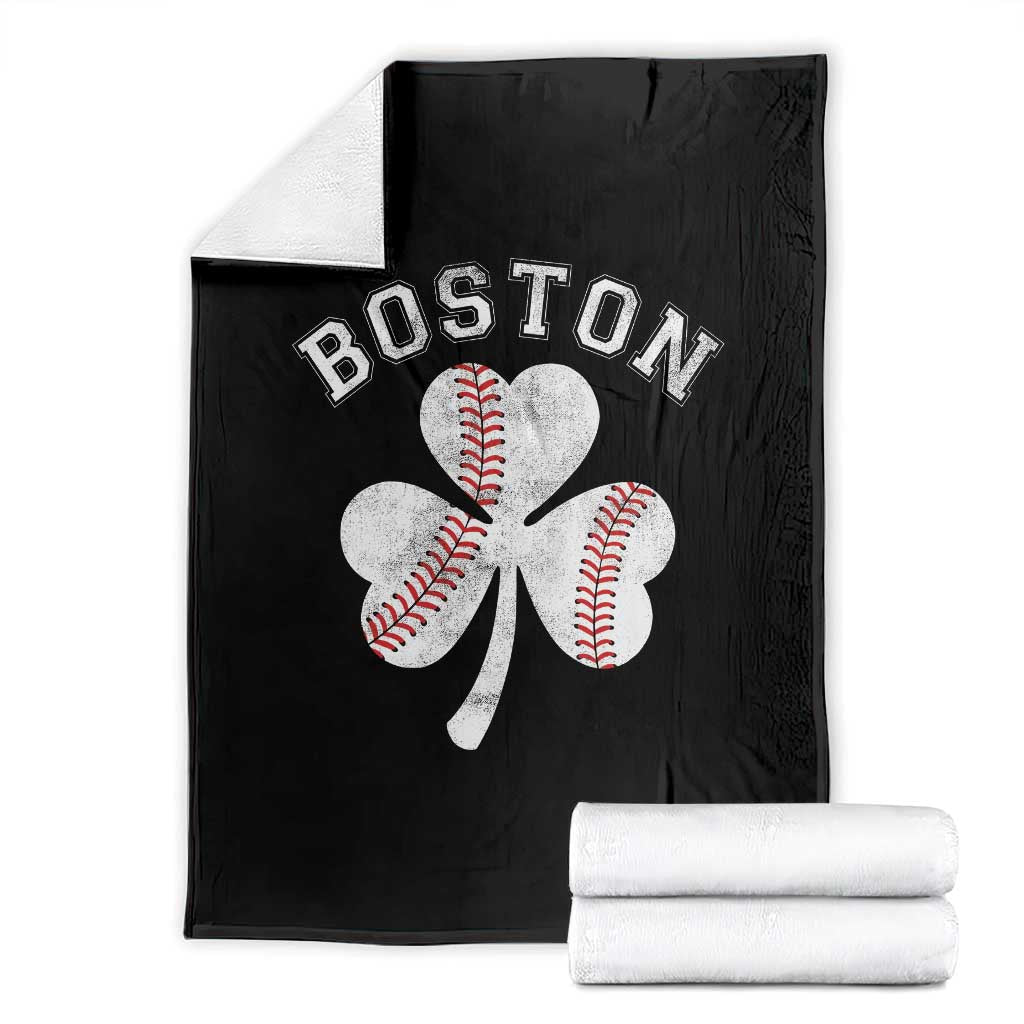Funny Boston St Patricks Day Baseball Shamrock Throw Blanket TS11 Black Print Your Wear