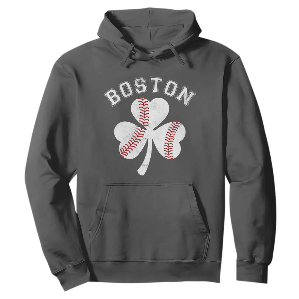 Funny Boston St Patricks Day Baseball Shamrock Hoodie TS11 Dark Heather Print Your Wear